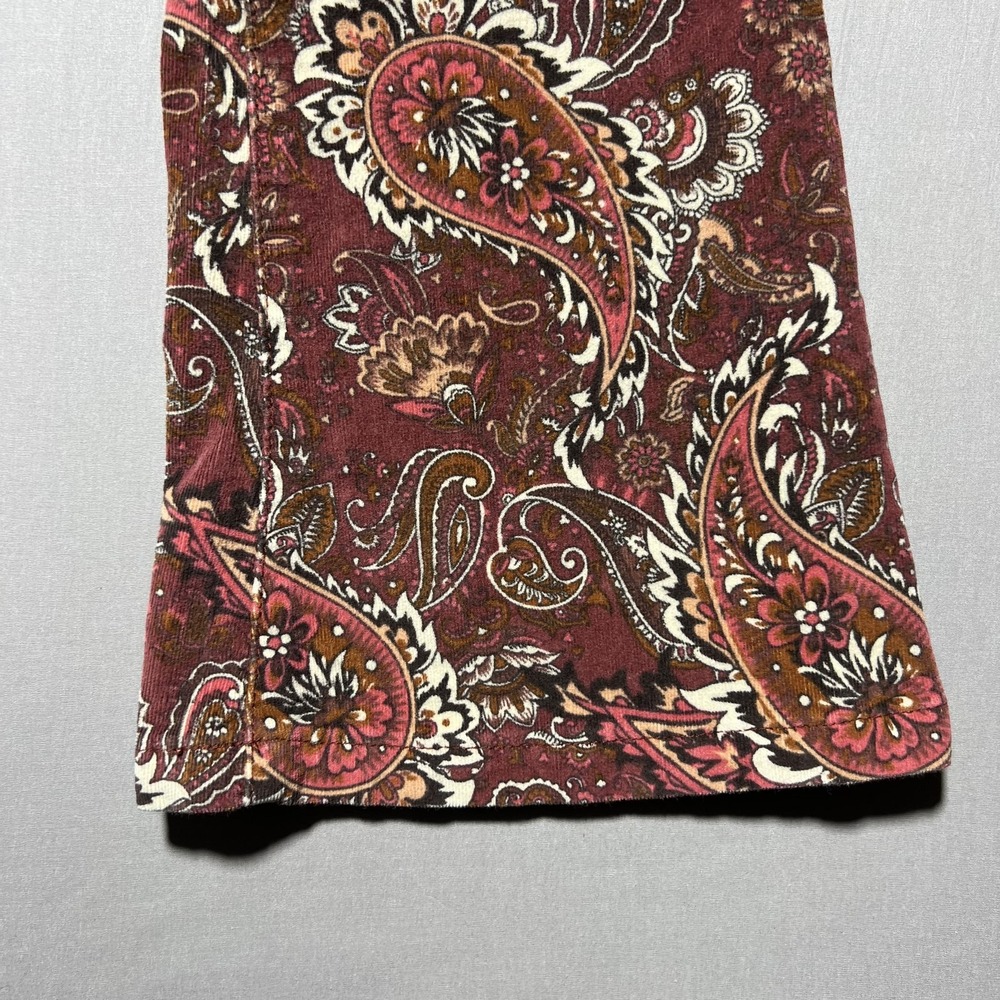 Sterling & Stitch Flare‎ Pants Womens 27x32.5 Brown Paisley Corduroy Boho Retro - Picture 5 of 16